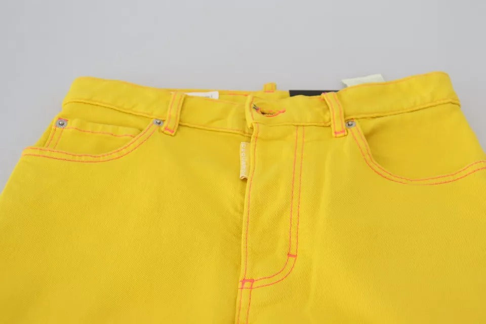Gele katoenen high waist rechte denim Boston jeans