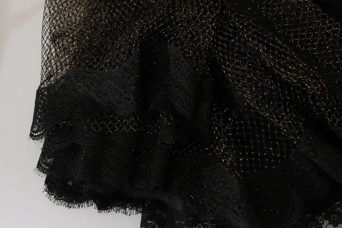 Dolce & Gabbana Black Gold Crystal Heart A-line Dress