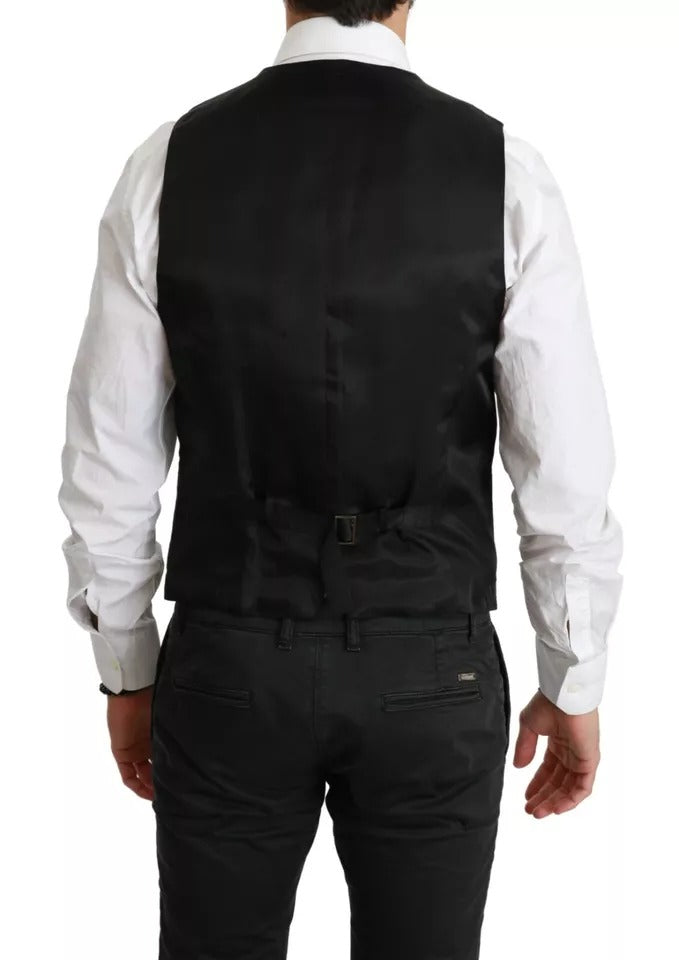 Zwart Wollen Stretch Gilet Formeel Kostuumvest