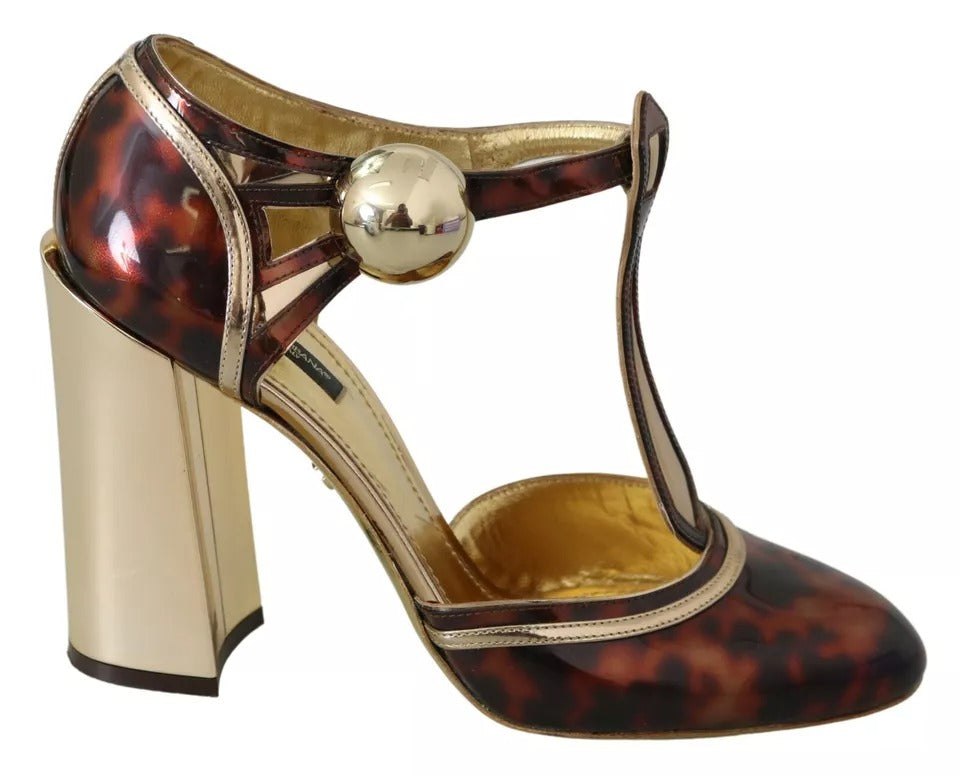 Gouden Leopard T-band Pomp Sandalen Schoenen