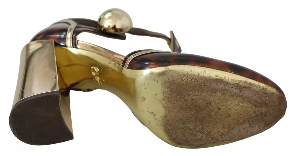 Gouden Leopard T-band Pomp Sandalen Schoenen