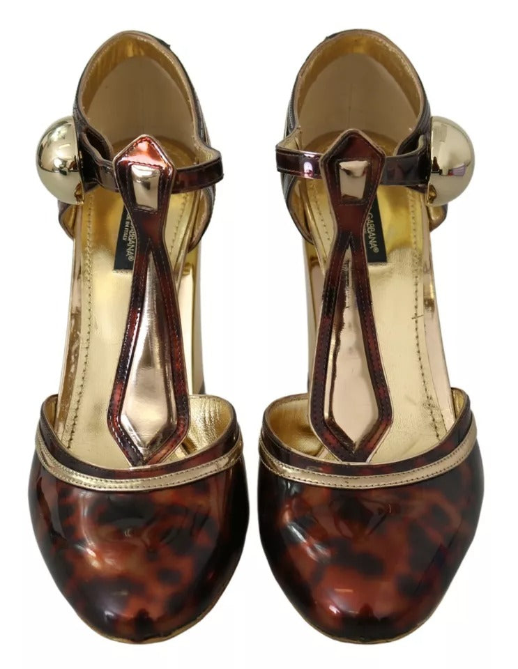 Gouden Leopard T-band Pomp Sandalen Schoenen