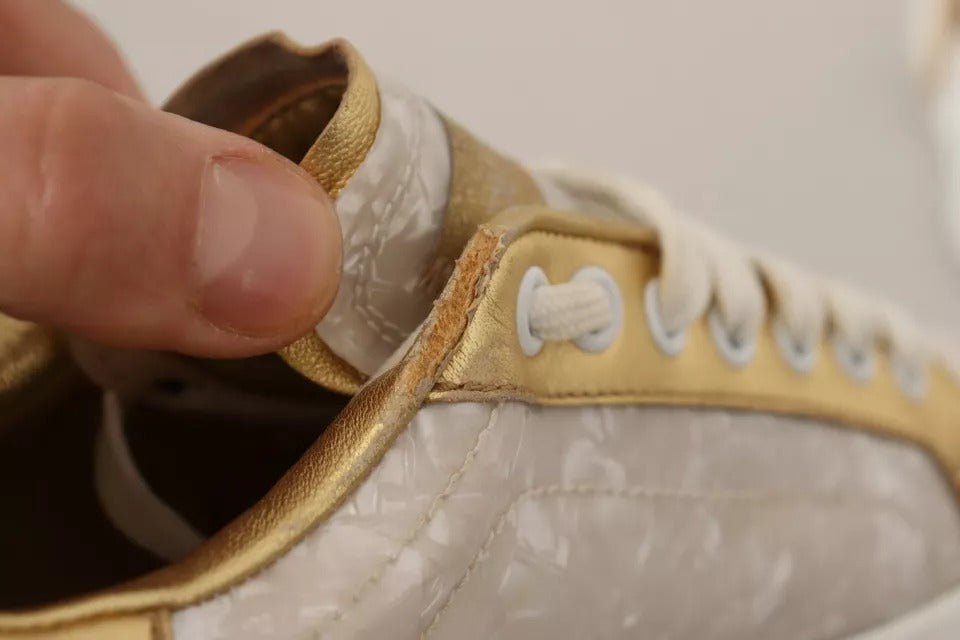 Witte Portofino Parelmoer Sneakers Casual Schoenen