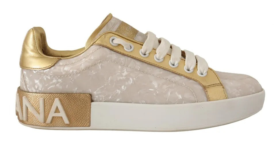 Witte Portofino Parelmoer Sneakers Casual Schoenen