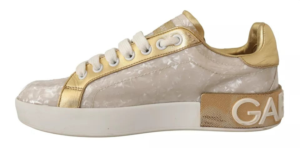 Witte Portofino Parelmoer Sneakers Casual Schoenen