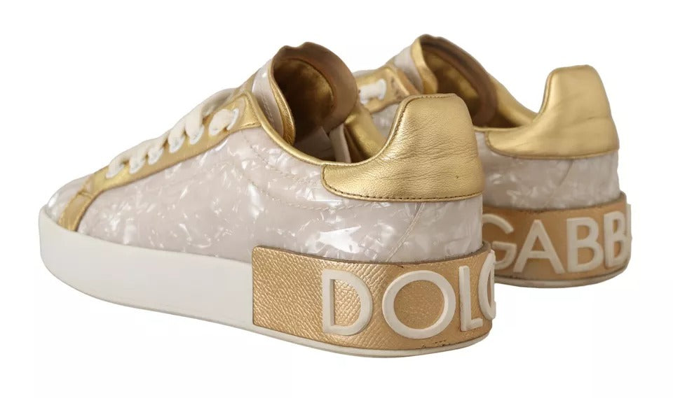 Witte Portofino Parelmoer Sneakers Casual Schoenen