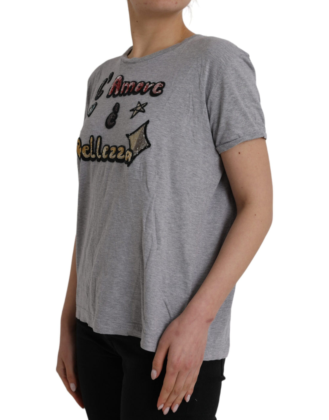 Grijze Katoenen L'Amore E'Bellezza Top T-shirt