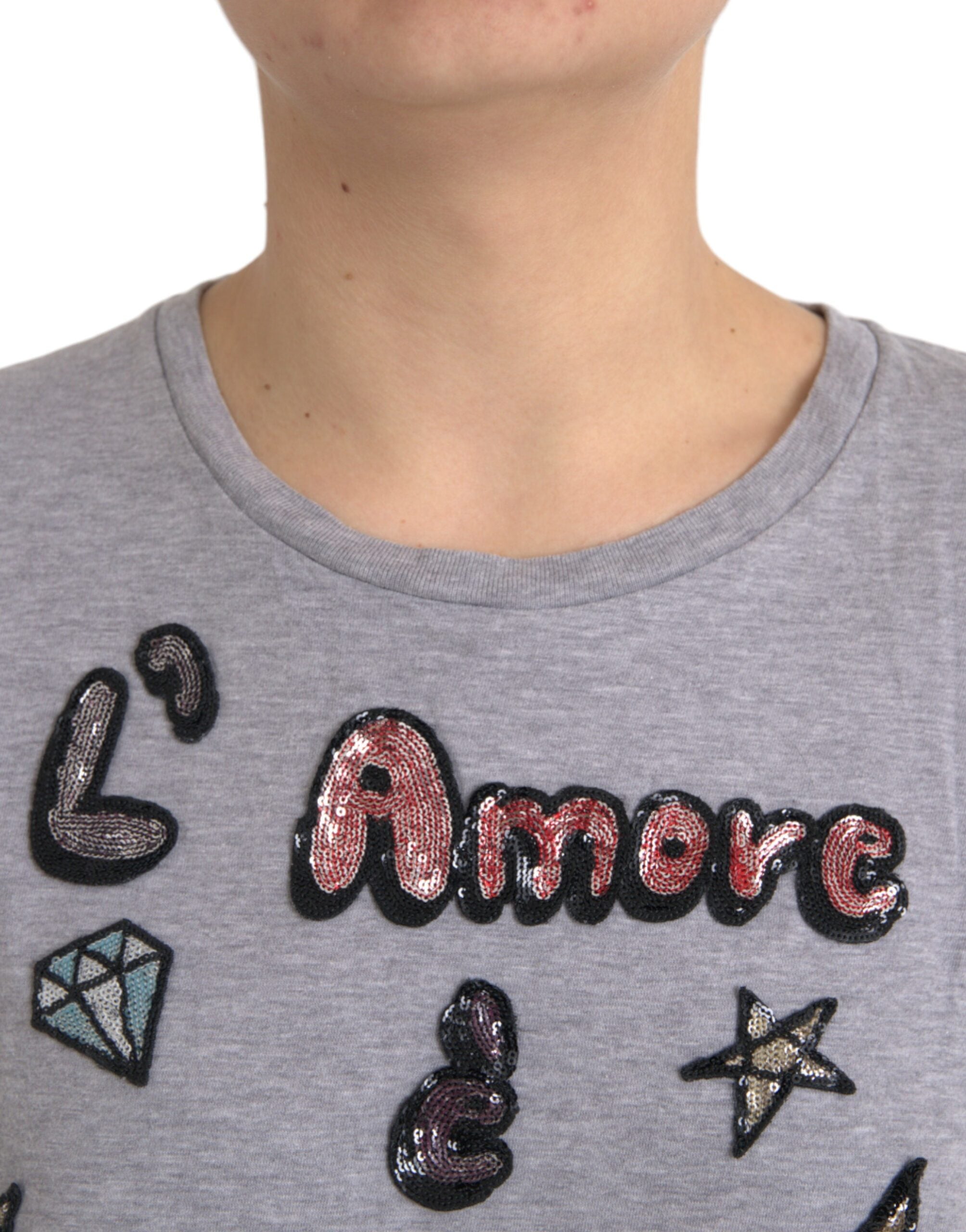 Grijze Katoenen L'Amore E'Bellezza Top T-shirt