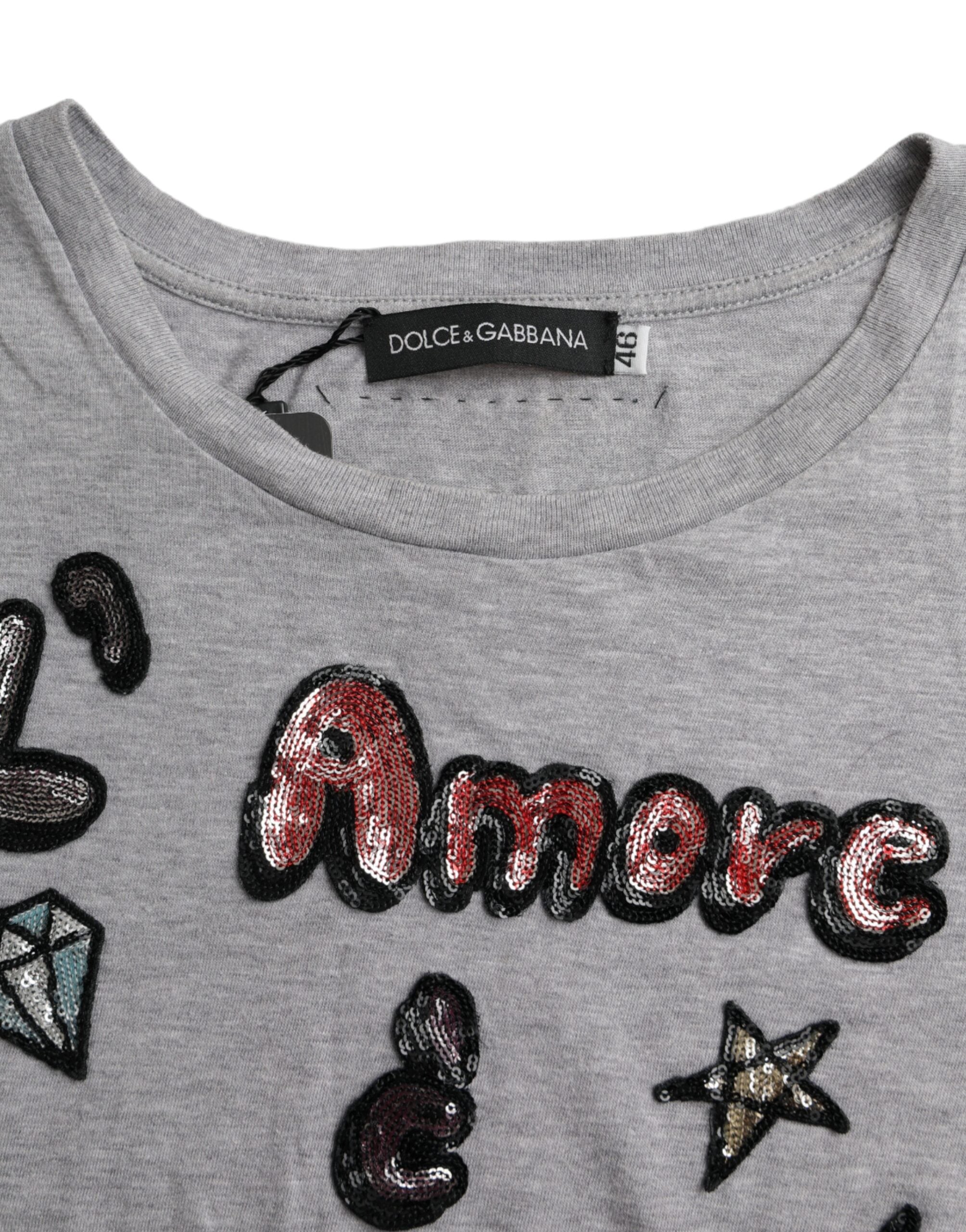 Grijze Katoenen L'Amore E'Bellezza Top T-shirt