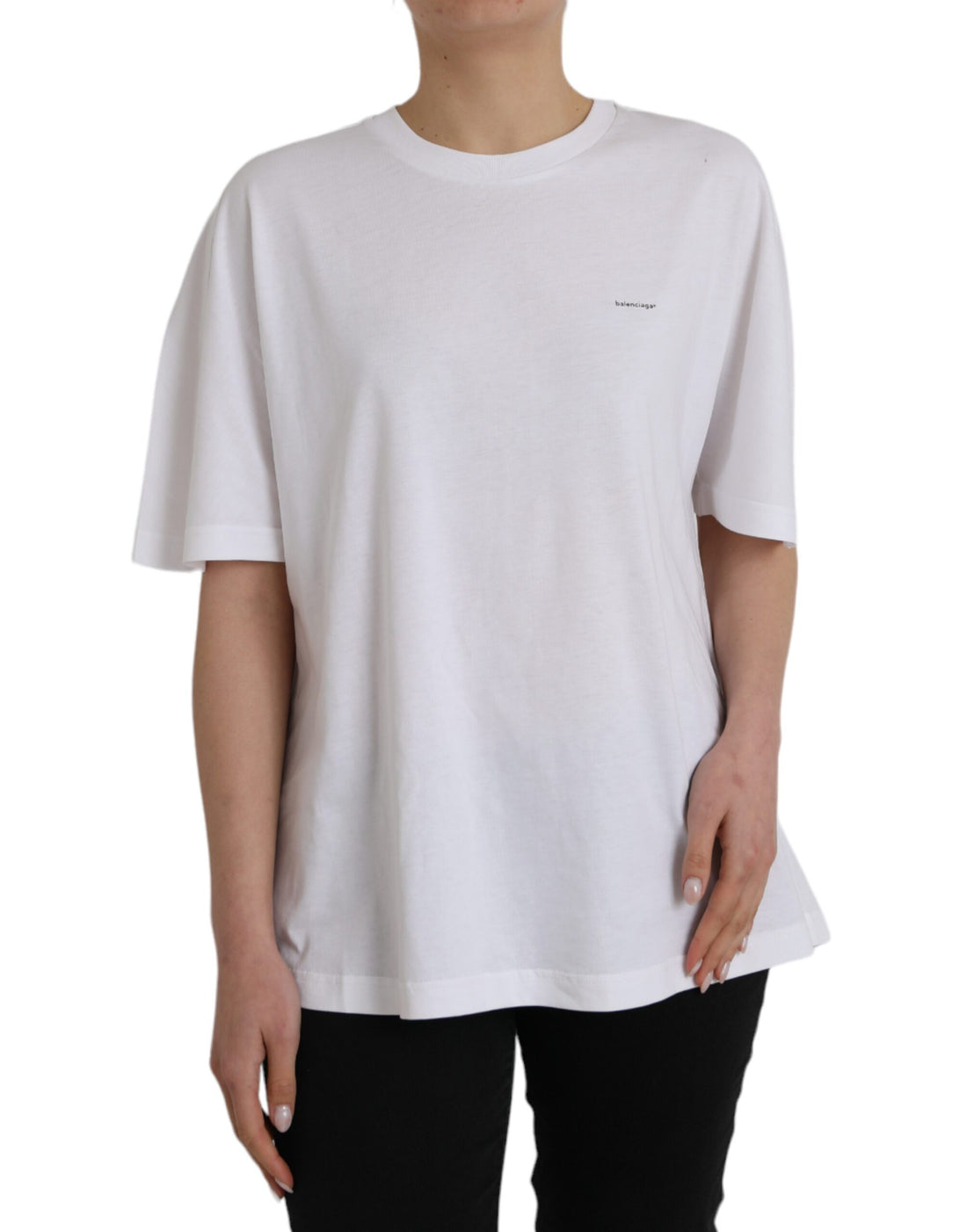 Wit Katoenen T-shirt Met Ronde Hals En Korte Mouwen