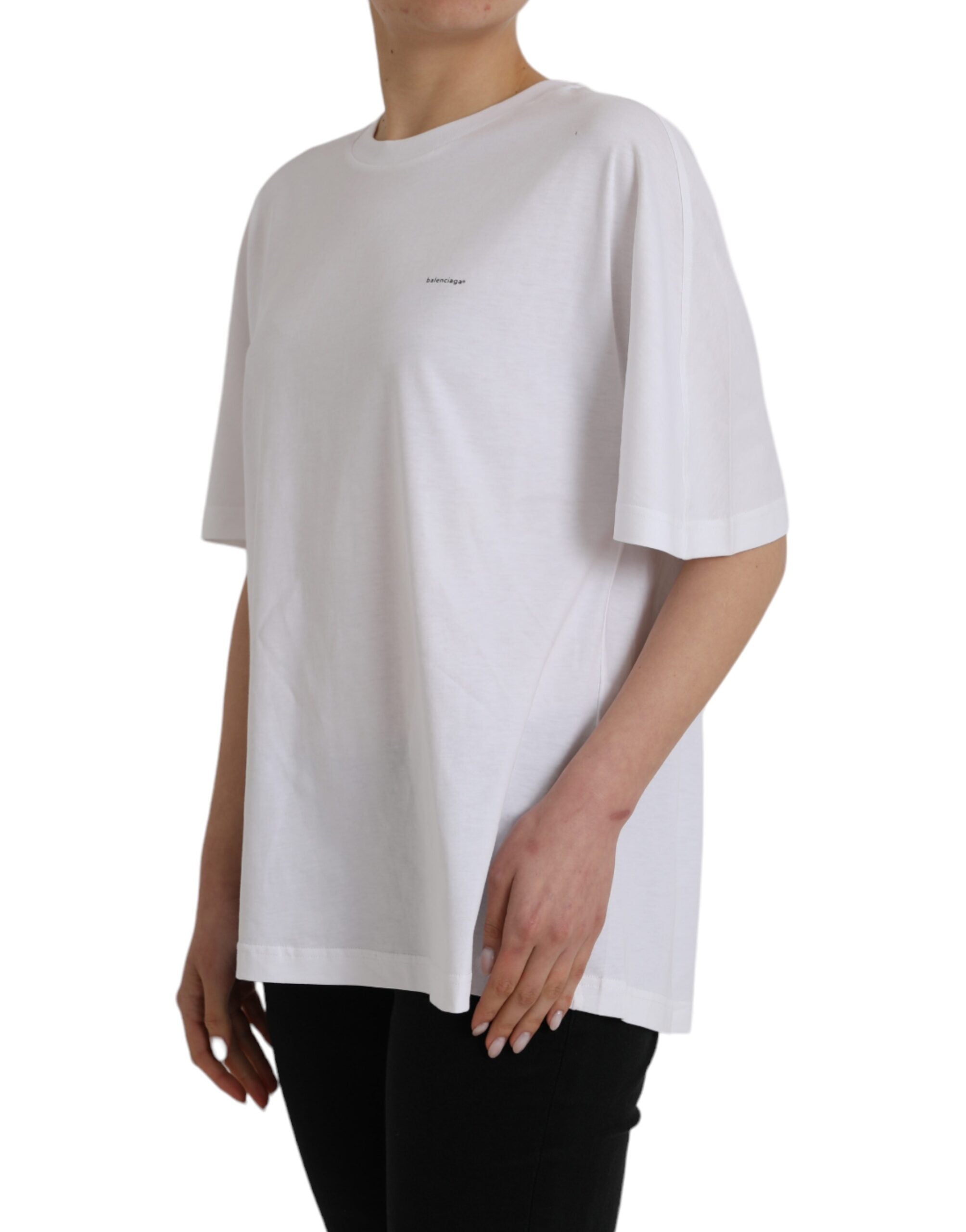 Wit Katoenen T-shirt Met Ronde Hals En Korte Mouwen