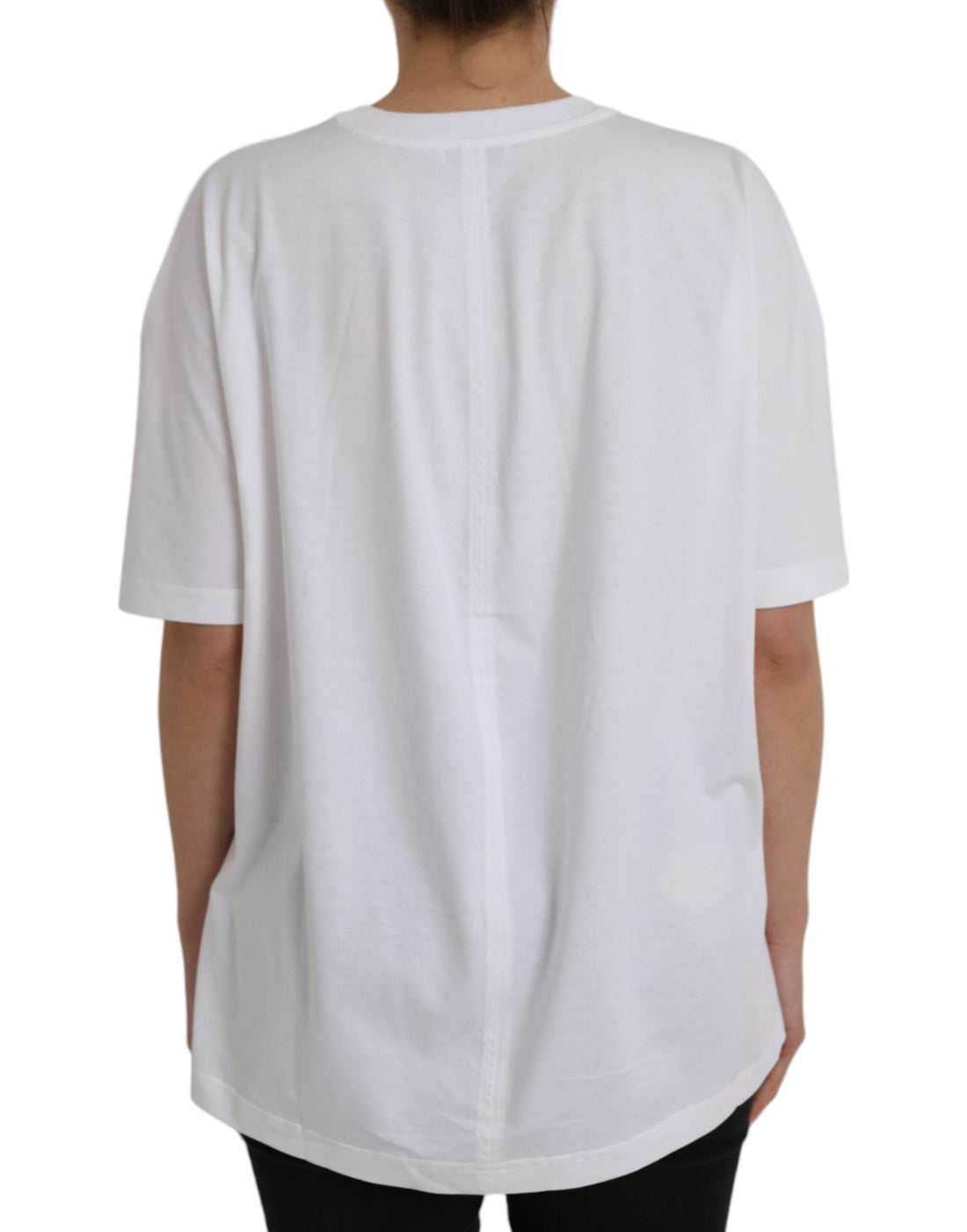 Wit Katoenen T-shirt Met Ronde Hals En Korte Mouwen