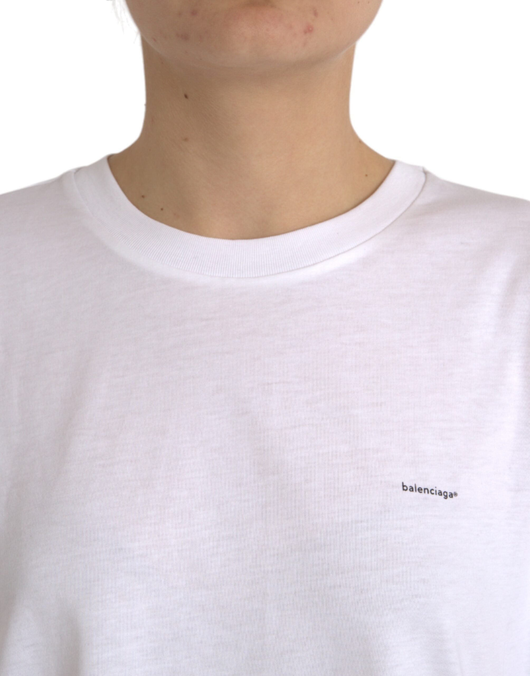 Wit Katoenen T-shirt Met Ronde Hals En Korte Mouwen