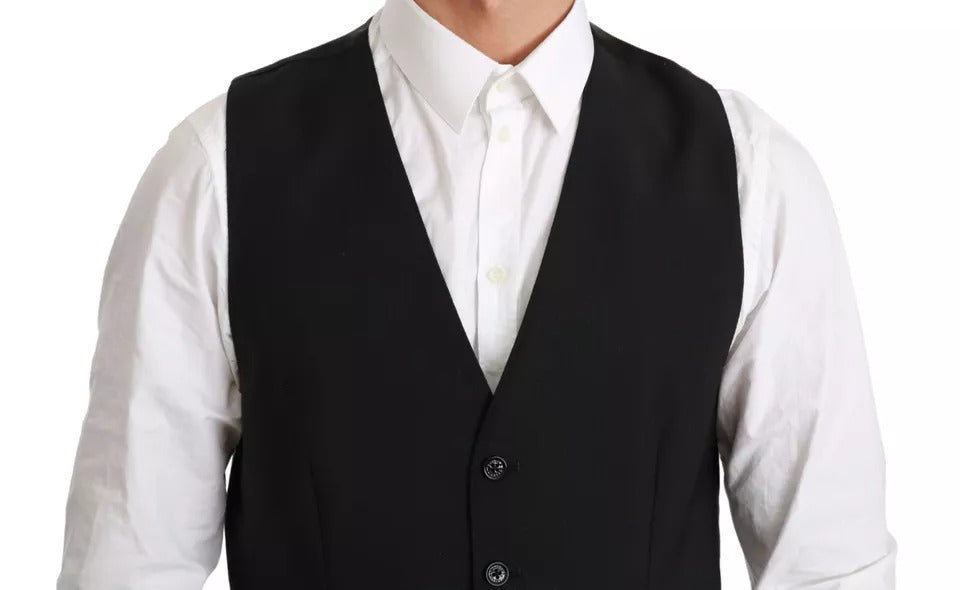 Zwart Stretch Gilet Formele Jurk Wollen Vest