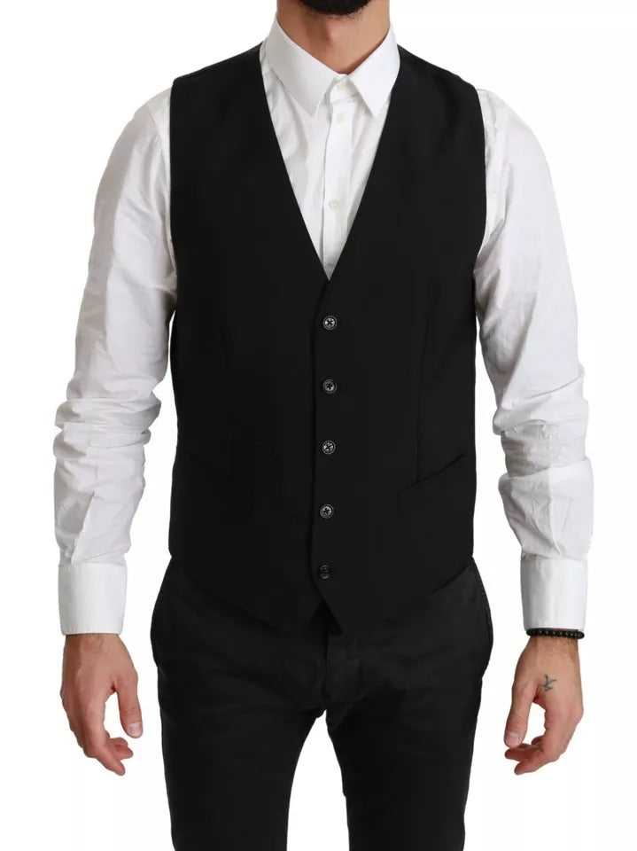Zwart Stretch Gilet Formele Jurk Wollen Vest