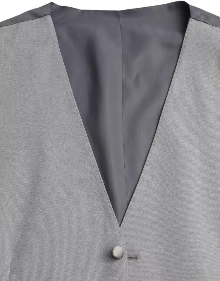 Dolce & Gabbana Light Blue Wool Formal Dress Waistcoat Vest