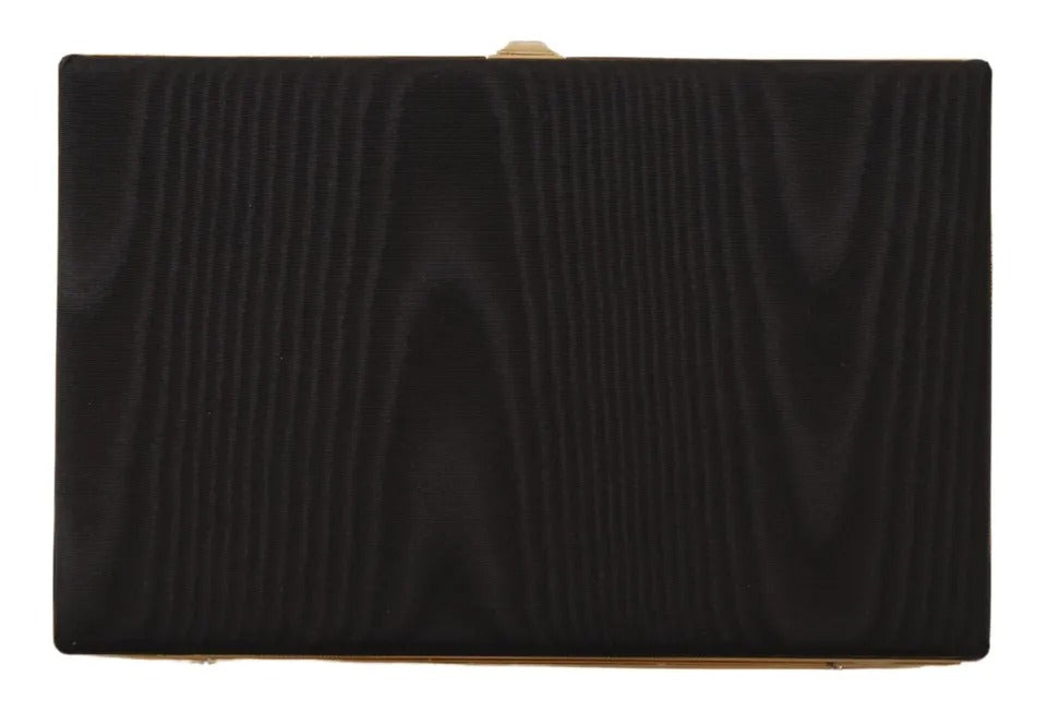 Zwarte Zijden Clutch met Goudkleurige Lijst Avondfeesttas