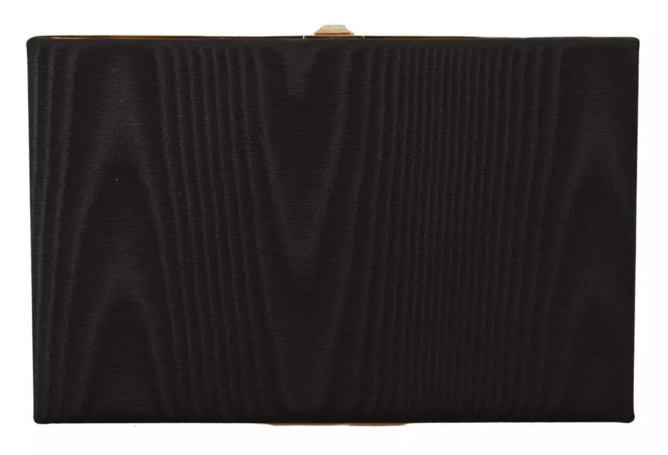 Zwarte Zijden Clutch met Goudkleurige Lijst Avondfeesttas