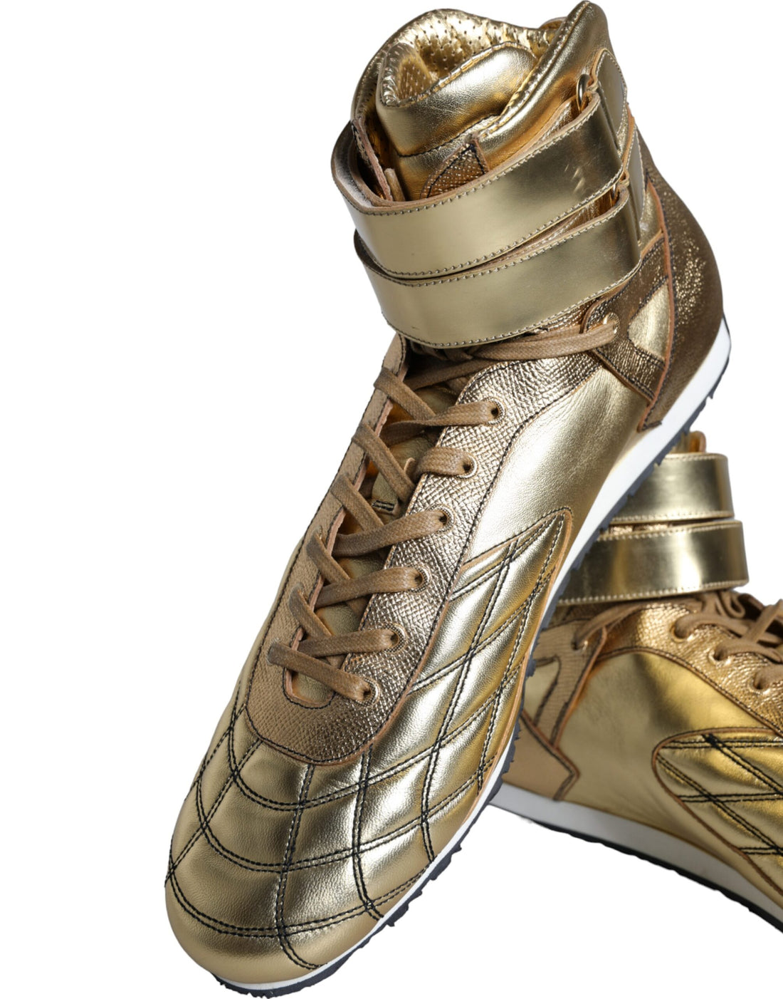 Gouden Leren Sartoria Hoge Sneakers Schoenen