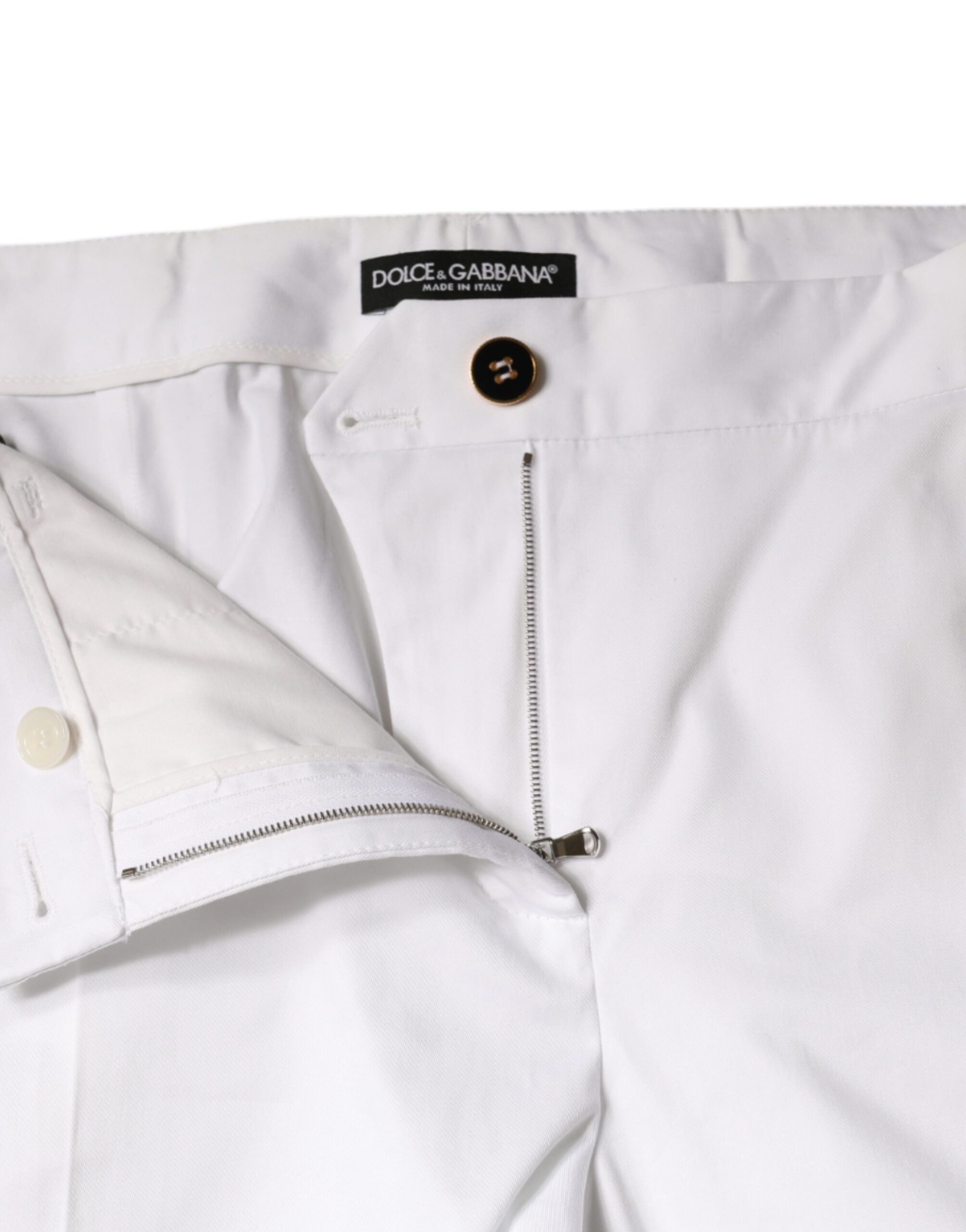 Witte katoenen spijkerbroek met taps toelopende pijpen en middelhoge taille