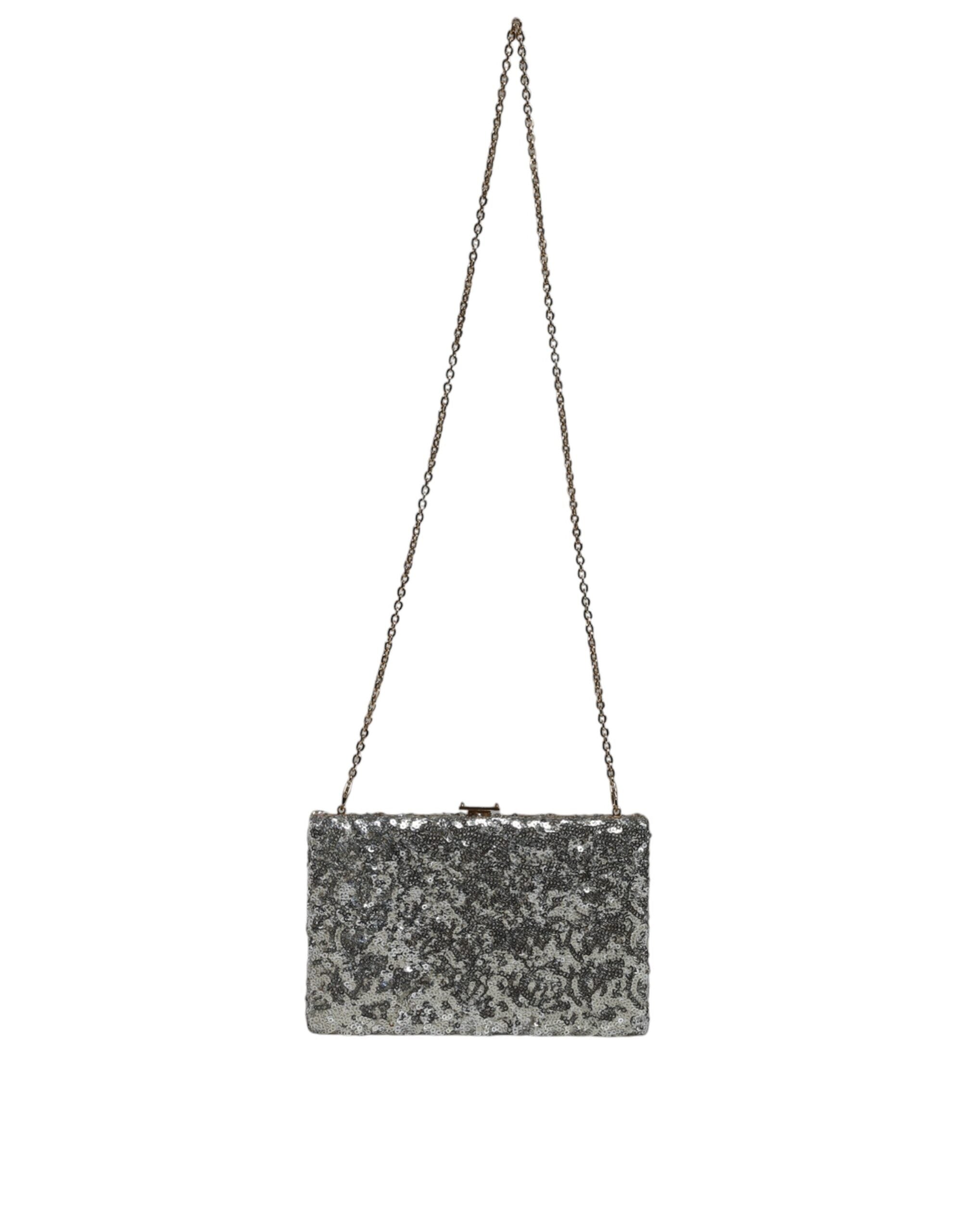 Zilveren Clutch Avondtasje met Pailletten en Crossbodyband