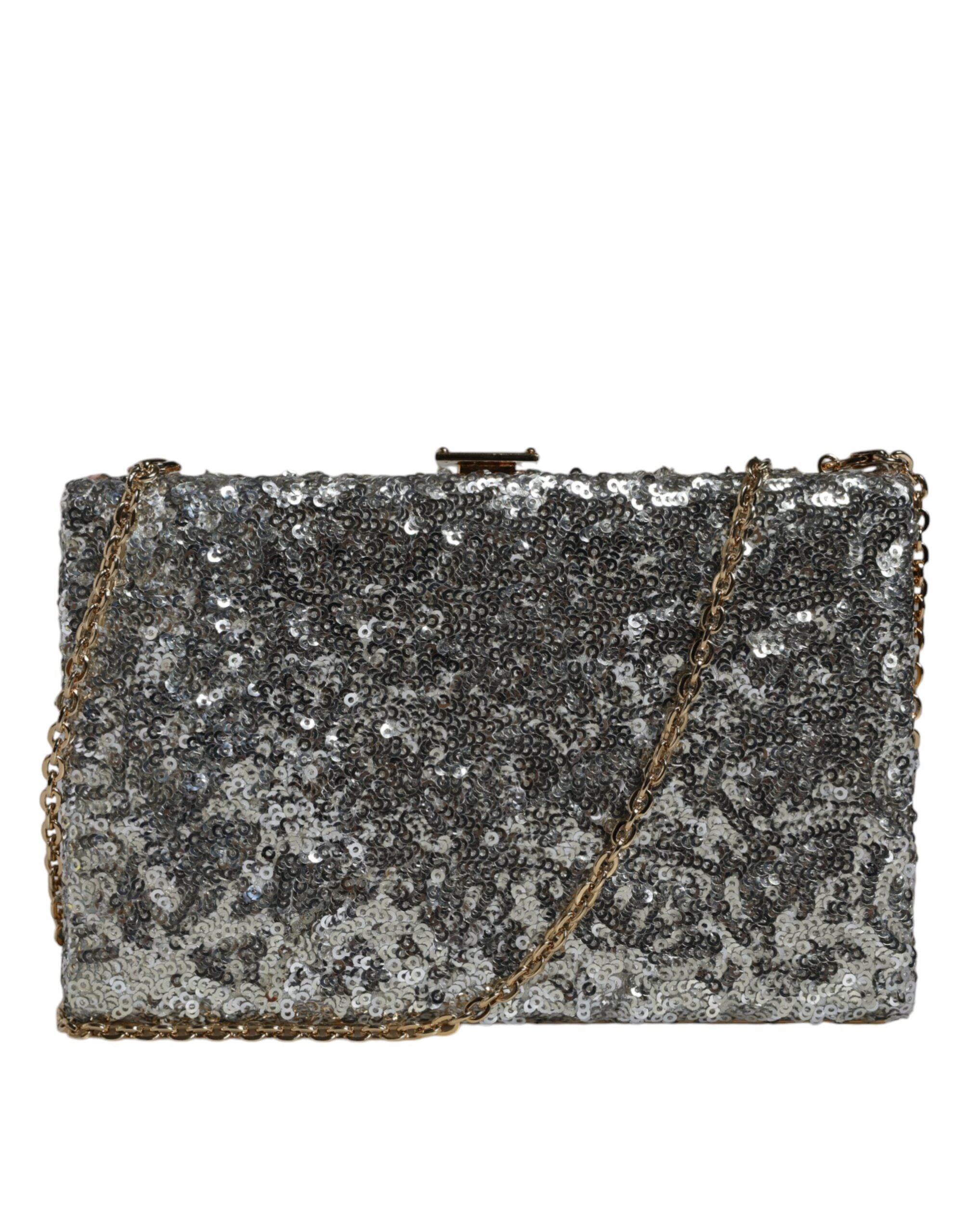 Zilveren Clutch Avondtasje met Pailletten en Crossbodyband
