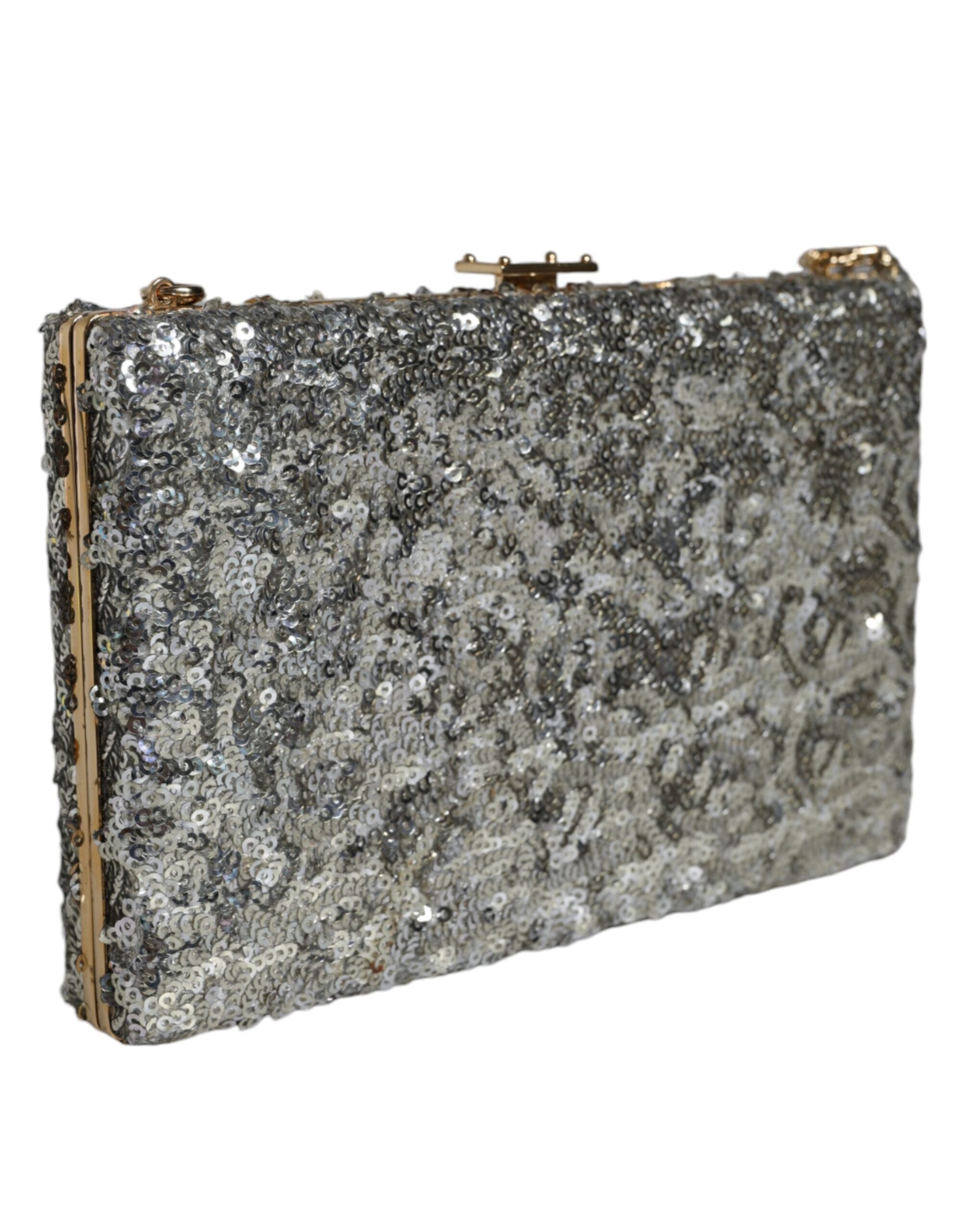 Zilveren Clutch Avondtasje met Pailletten en Crossbodyband