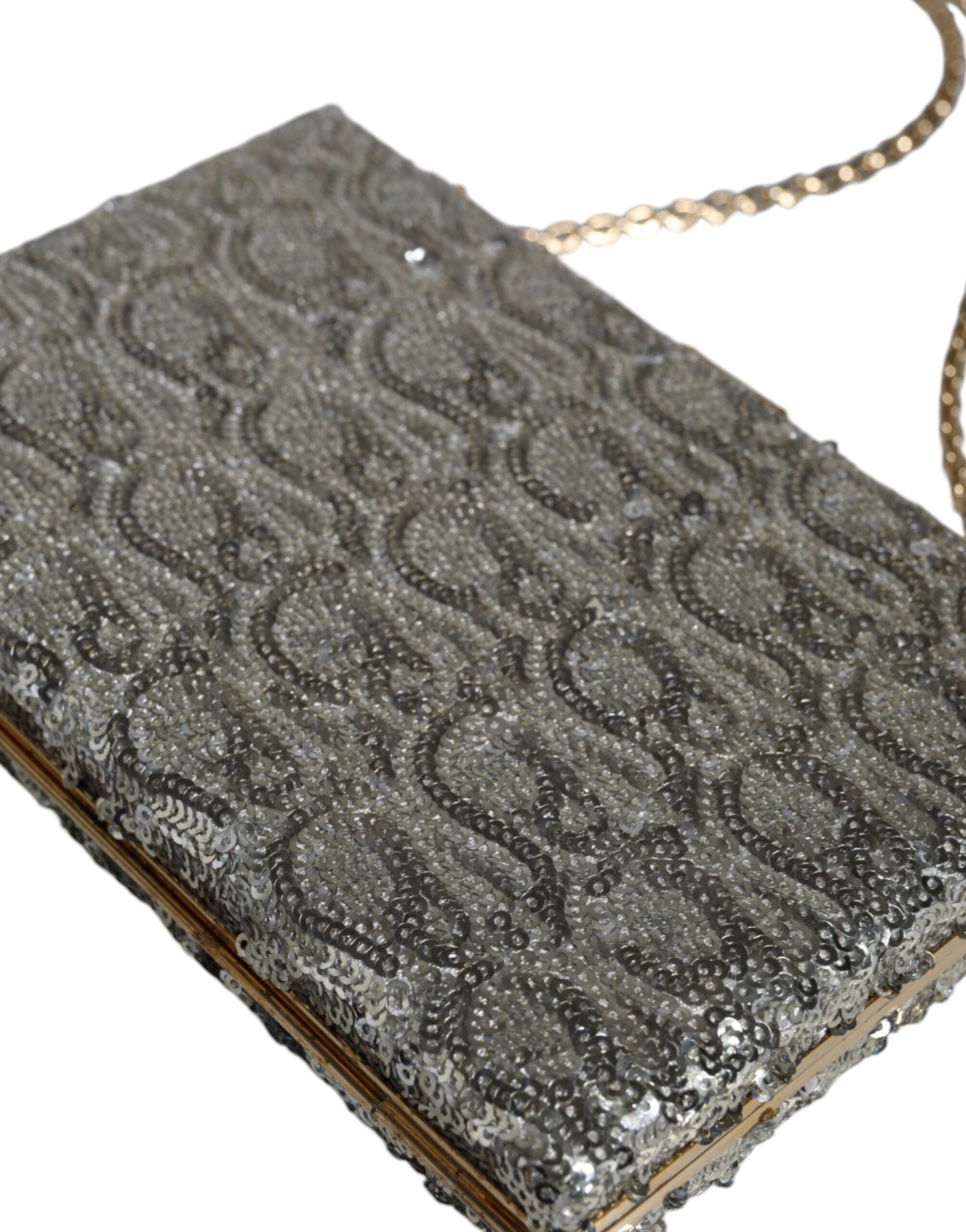 Zilveren Clutch Avondtasje met Pailletten en Crossbodyband