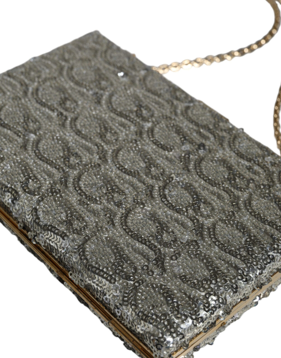 Zilveren Clutch Avondtasje met Pailletten en Crossbodyband