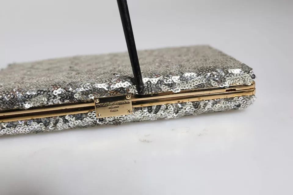 Zilveren Clutch Avondtasje met Pailletten en Crossbodyband
