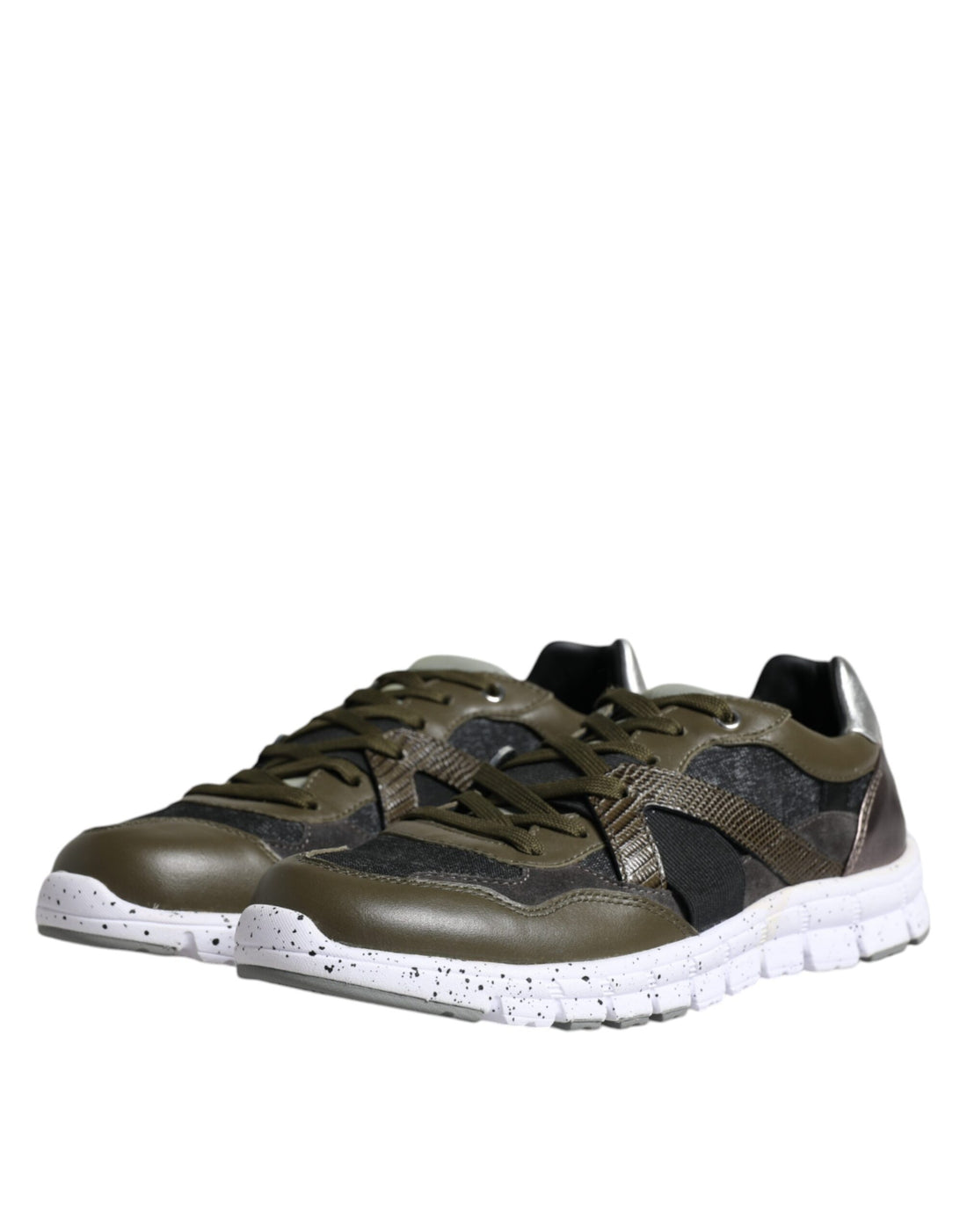 Multikleurige Canvas Leren Lage Sneaker Schoenen