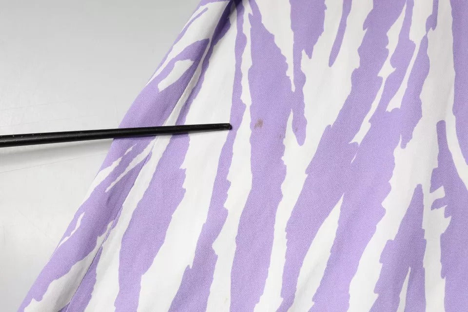 MSGM White Purple Patterned Viscose Short Sleeves Maxi Dress
