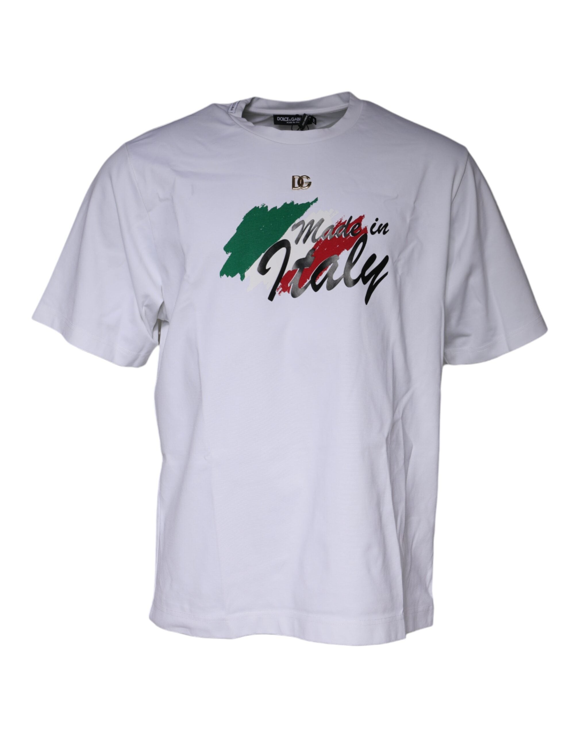 Wit T-shirt van katoen met ronde hals en grafische print