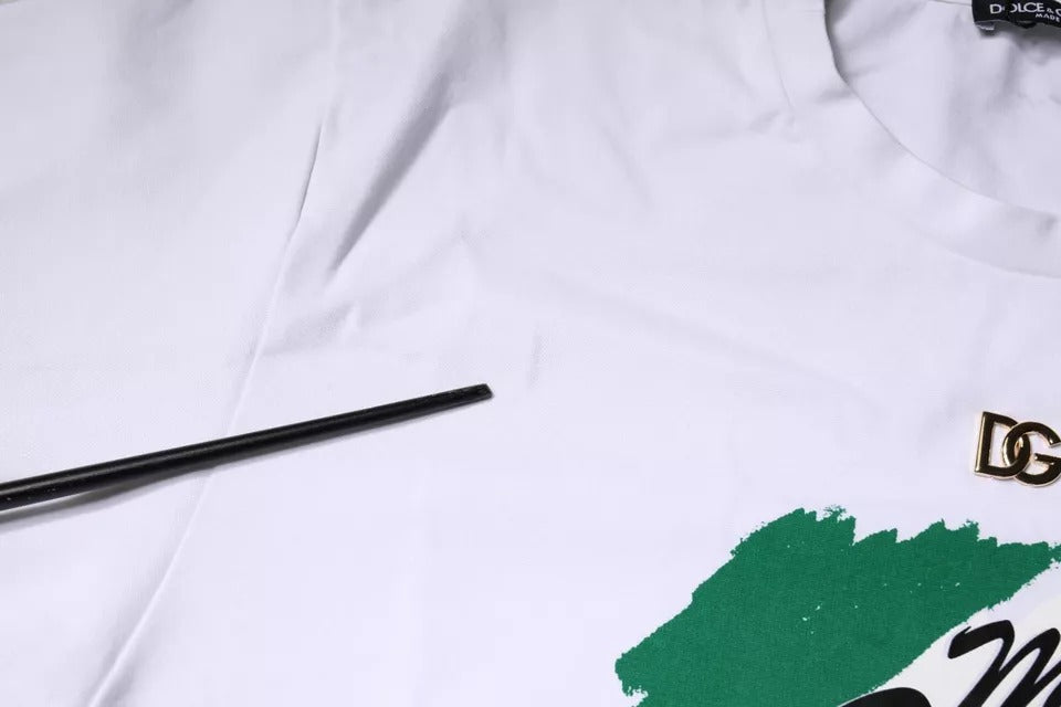 Wit T-shirt van katoen met ronde hals en grafische print