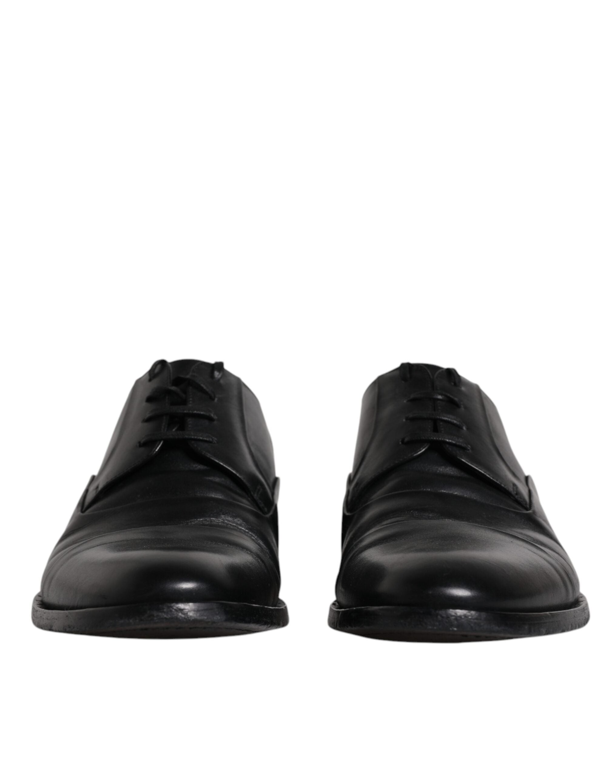 Zwart leren veterschoenen voor heren (Derby)