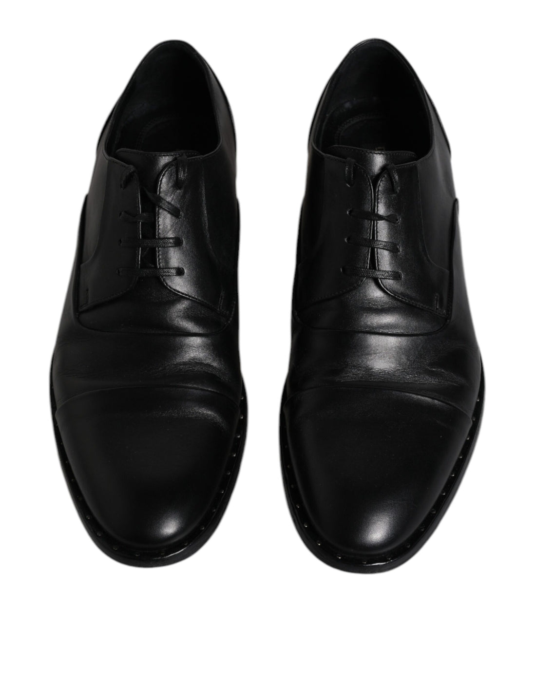 Zwart leren veterschoenen voor heren (Derby)