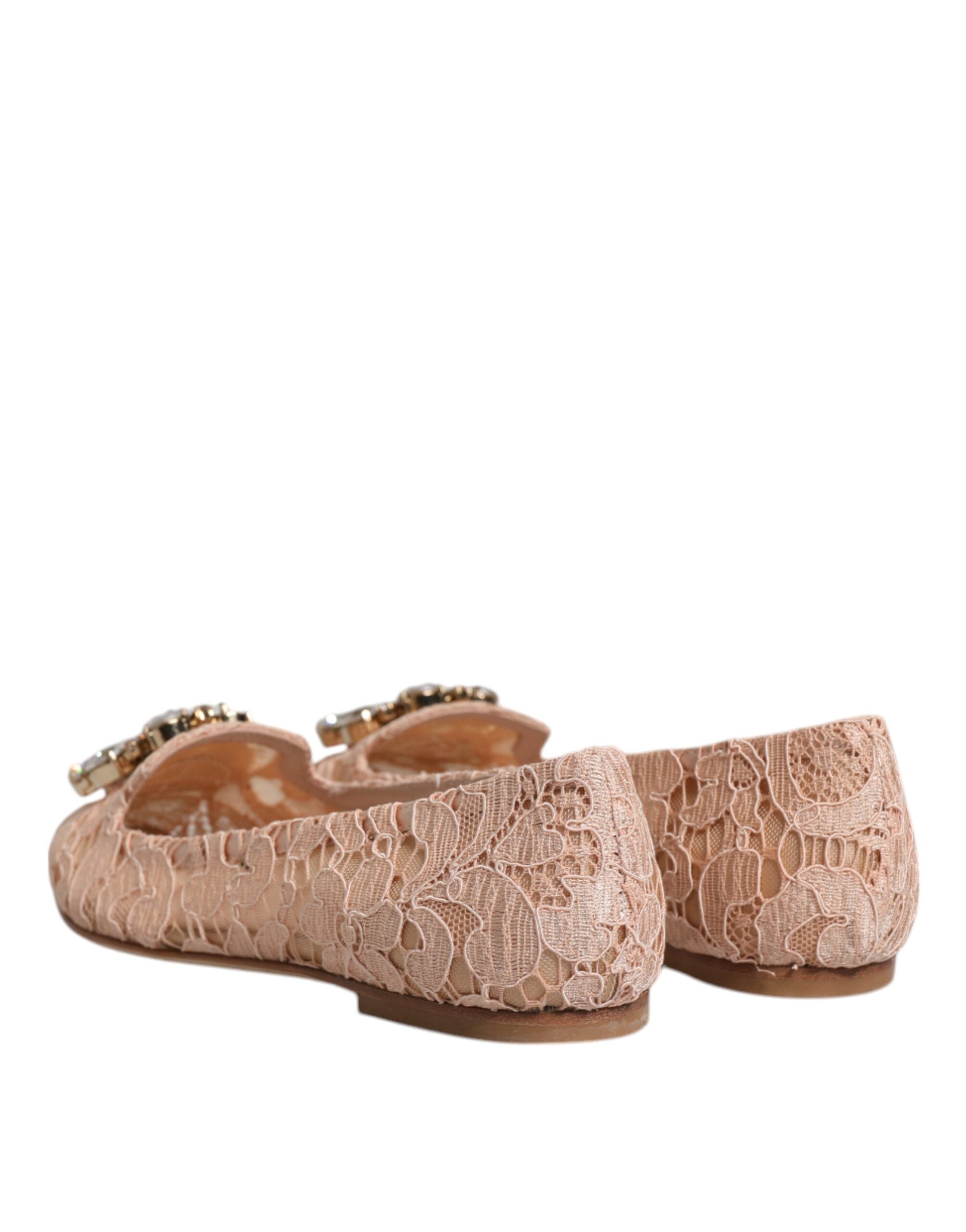 Beige Kanten Kristal Ballerina's Instappers Schoenen