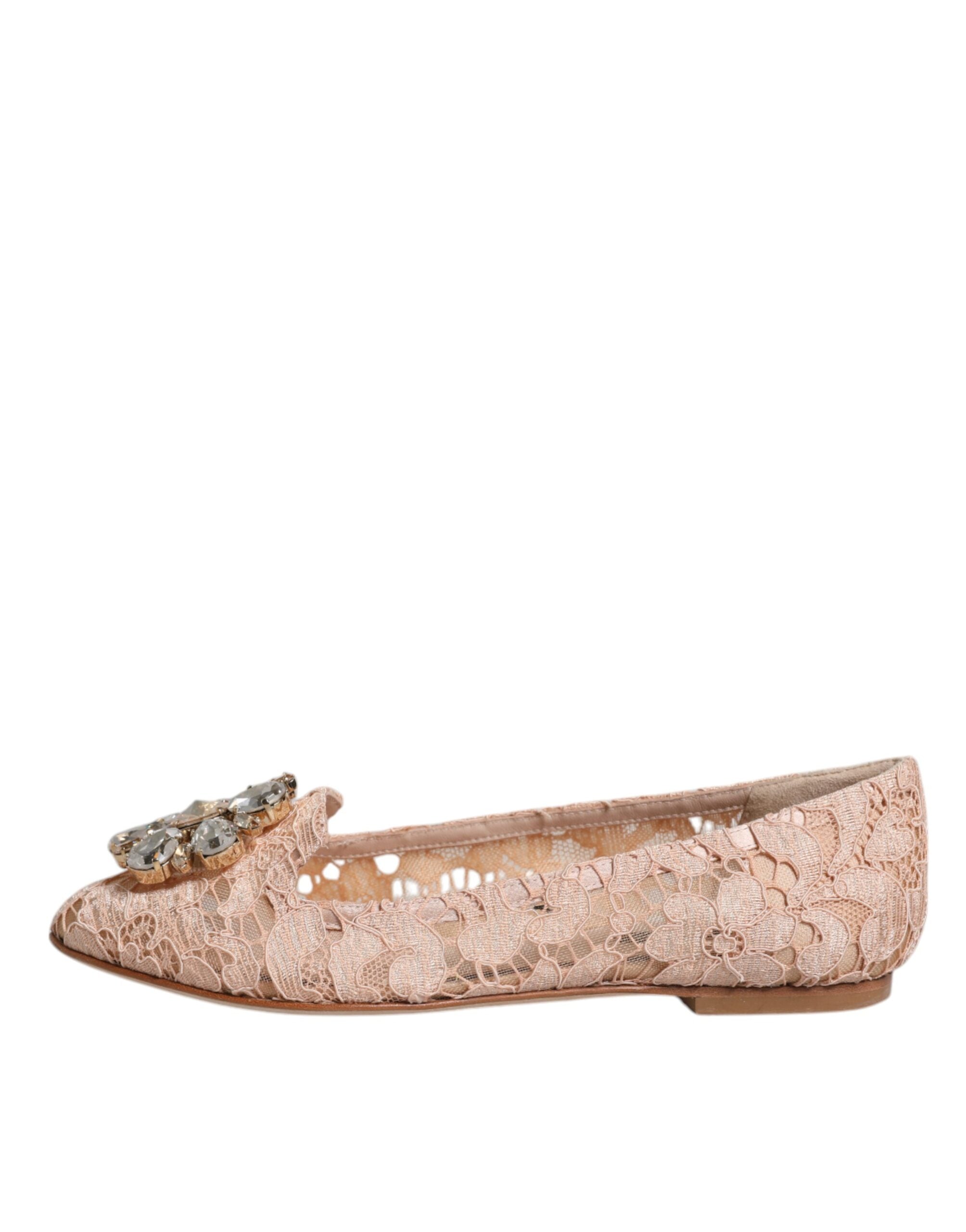 Beige Kanten Kristal Ballerina's Instappers Schoenen
