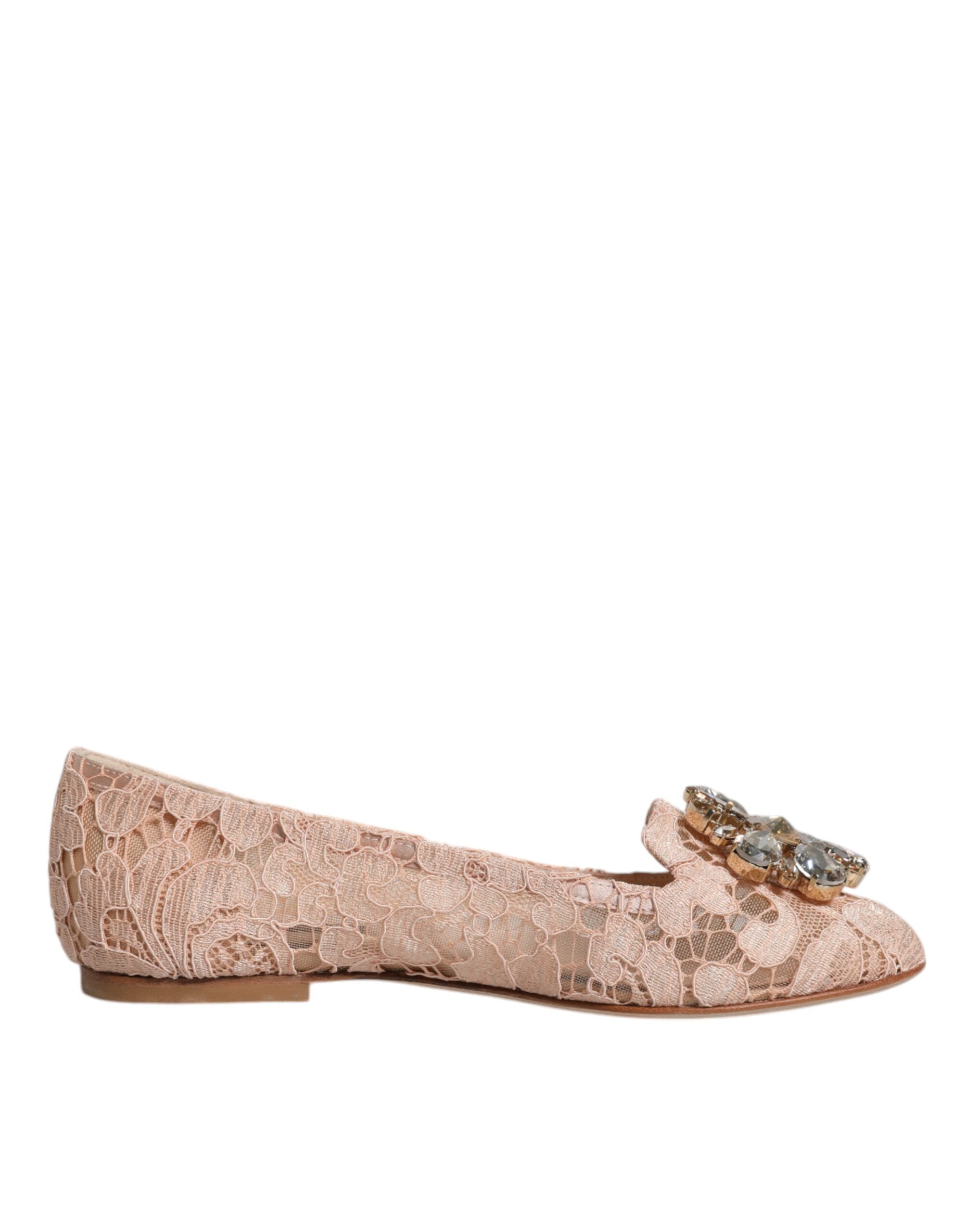 Beige Kanten Kristal Ballerina's Instappers Schoenen