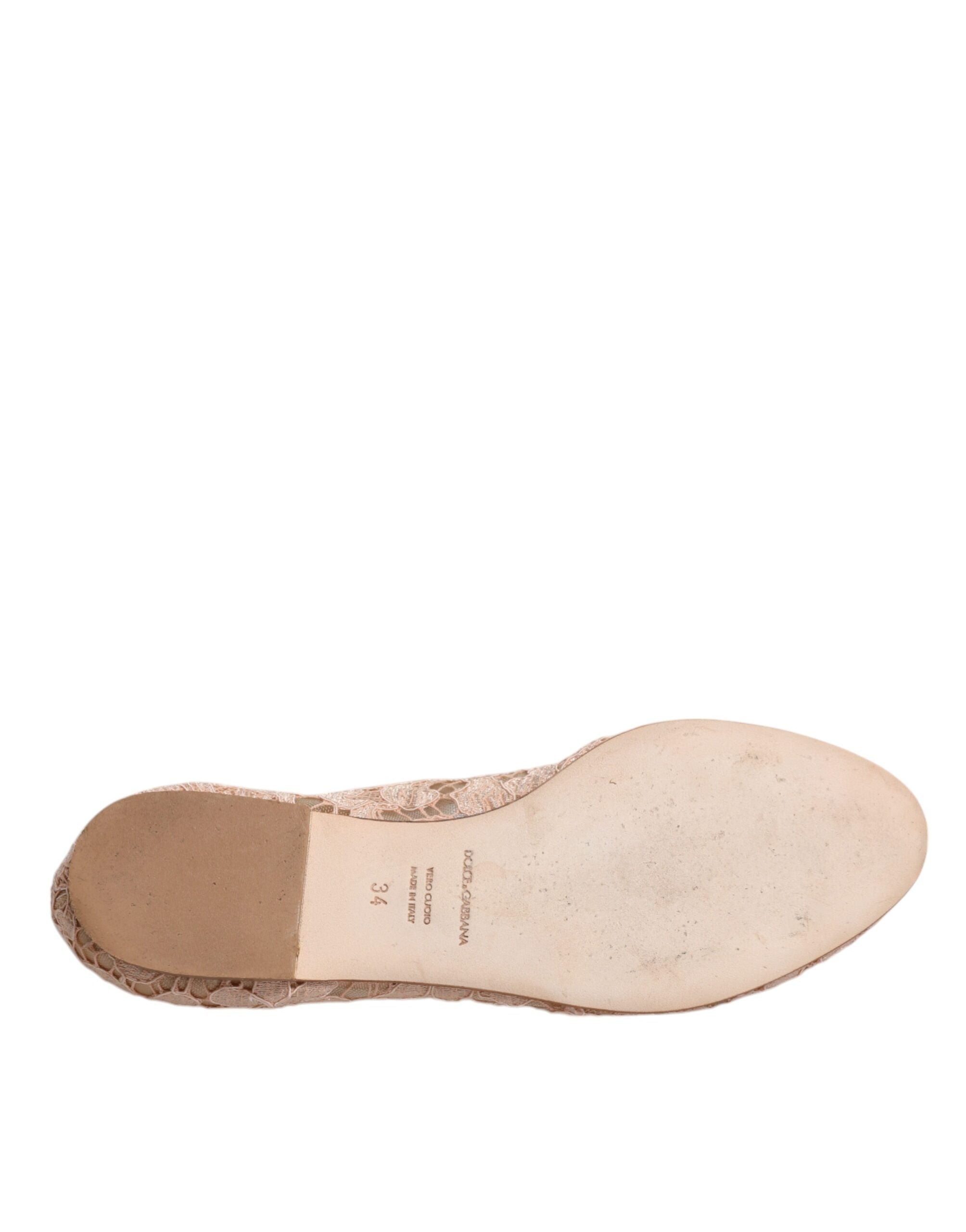 Beige Kanten Kristal Ballerina's Instappers Schoenen