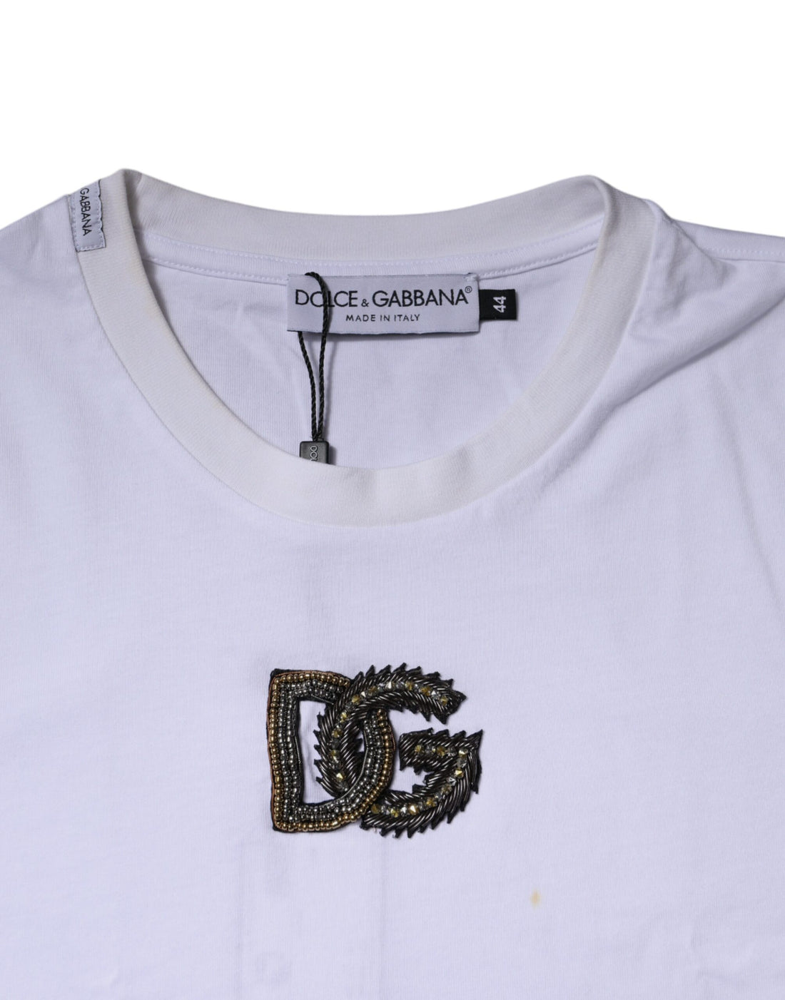 Dolce & Gabbana White DG Logo Cotton Crew Neck T-shirt