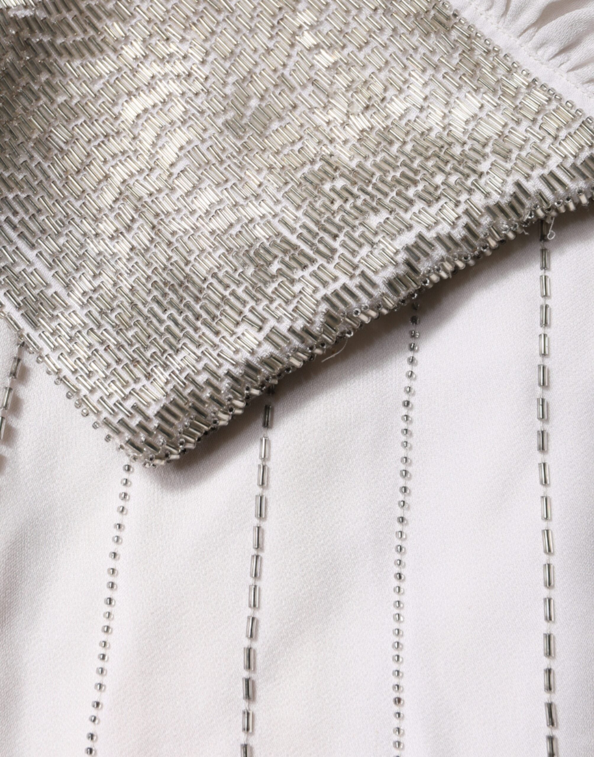 Gebroken Witte Lange Maxi Jurk met Versieringen