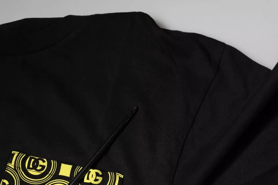 Zwart T-shirt van katoen met logoprint en korte mouwen