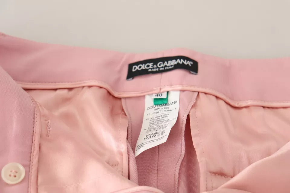 Roze wollen mid-waist taps toelopende broek