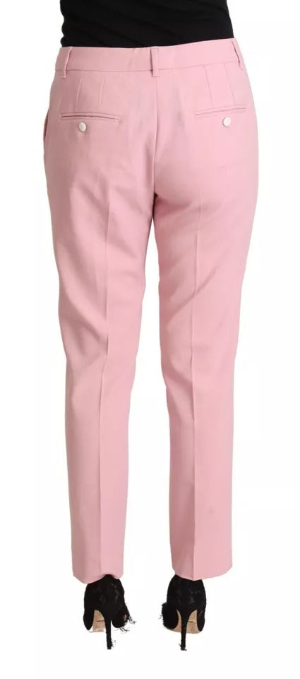 Roze wollen mid-waist taps toelopende broek