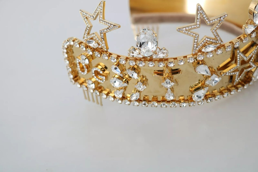 Gouden Kristallen Ster STRASS Kroon Logo Tiara Diadeem