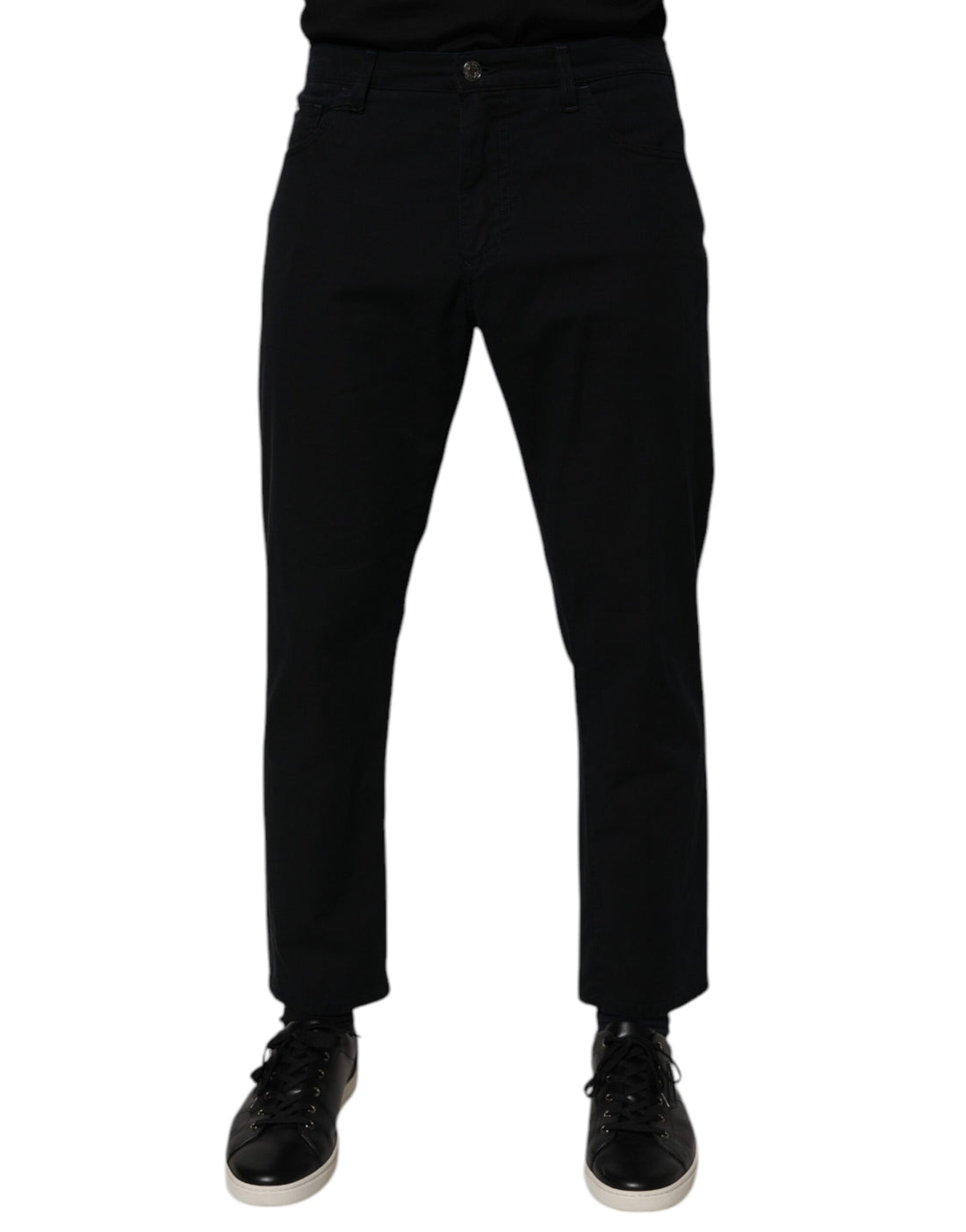 Donkerblauwe Katoenen Stretch Losvallende Heren Denim Jeans