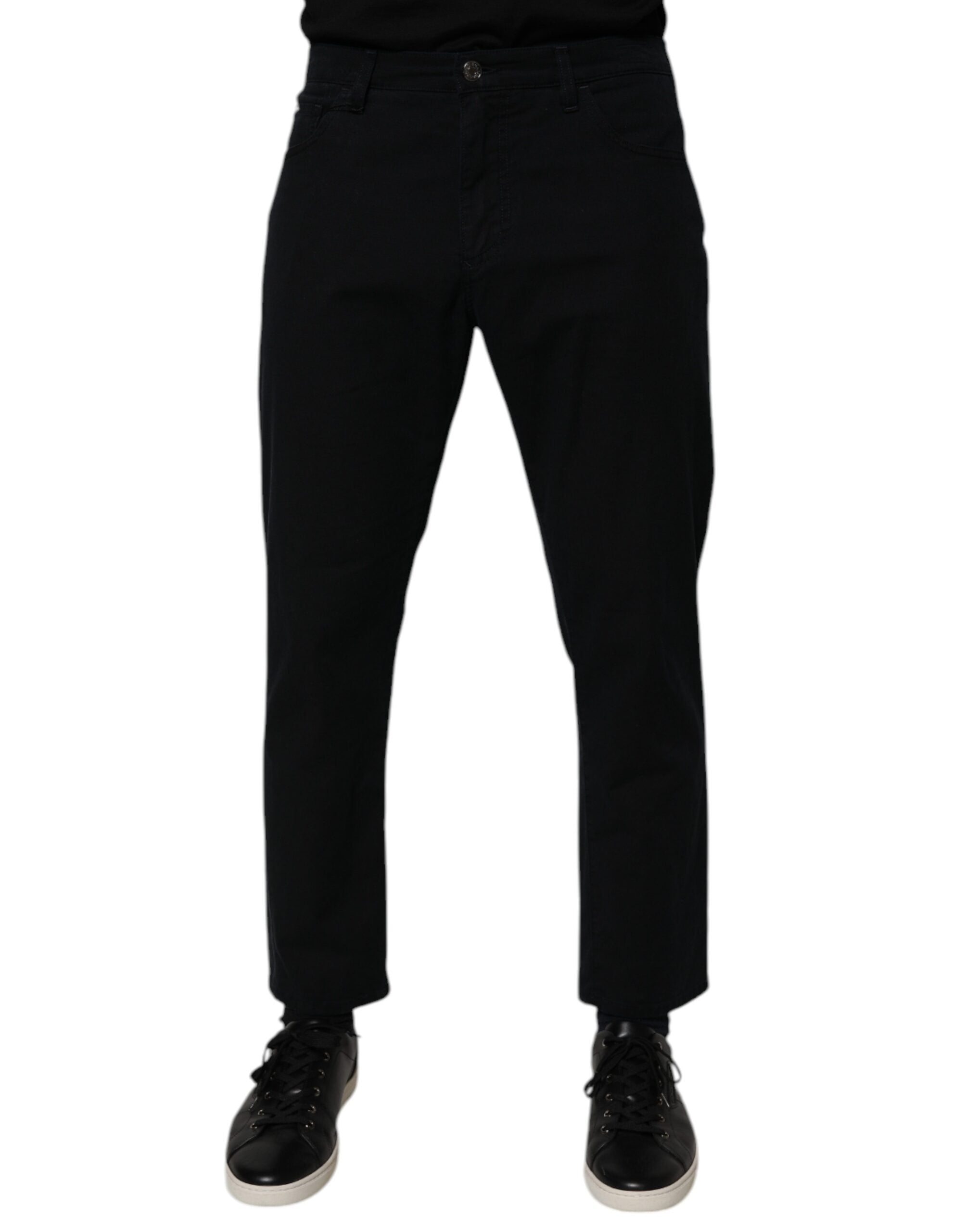 Donkerblauwe Katoenen Stretch Losvallende Heren Denim Jeans