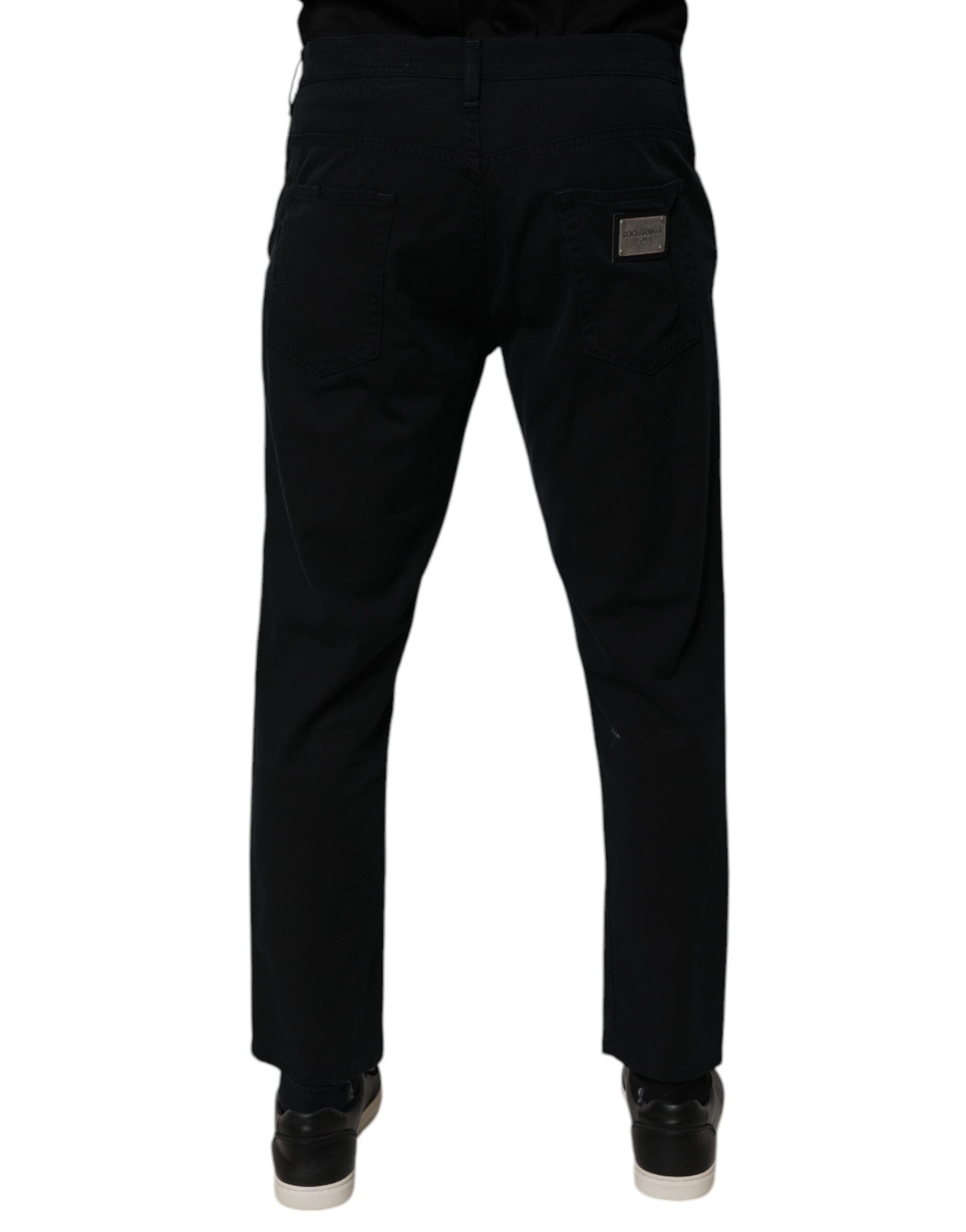 Donkerblauwe Katoenen Stretch Losvallende Heren Denim Jeans