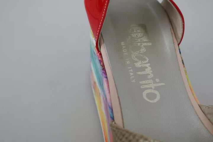 EBARRITO Multicolor Leather Ankle Strap Wedge Heel Sandals Shoes